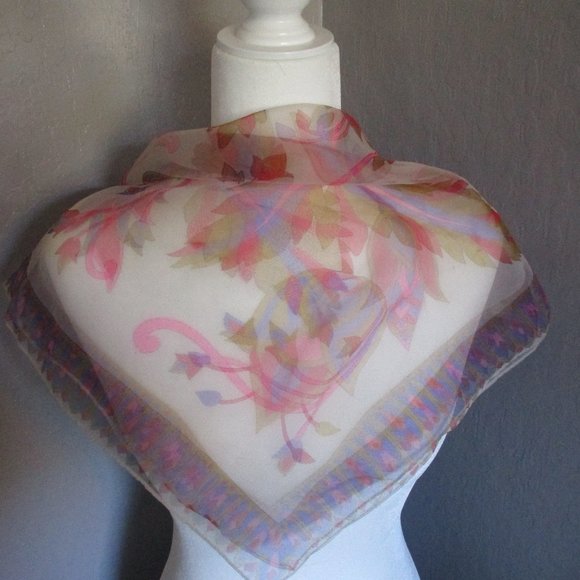 1950s floral chiffon - Picture 4 of 8